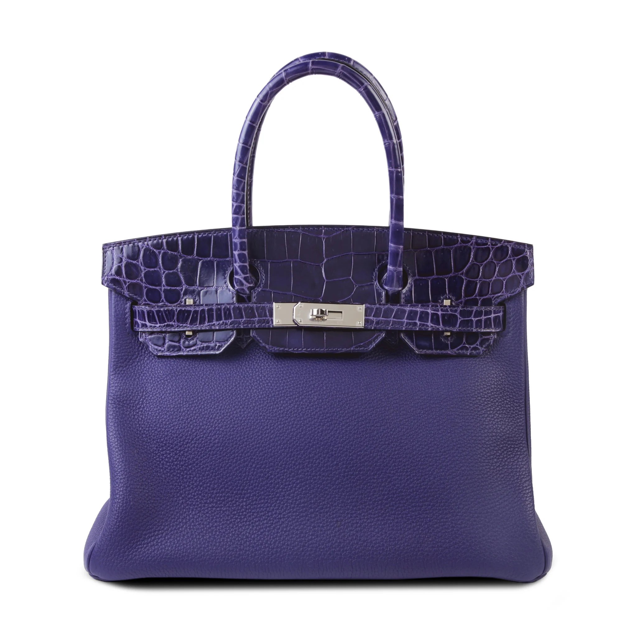Very Good ( Rank A) HERMÈS Birkin 30 Touch Bleu Encre (M3) Togo Shiny Niloticus Crocodile Palladium hardware D (2019)