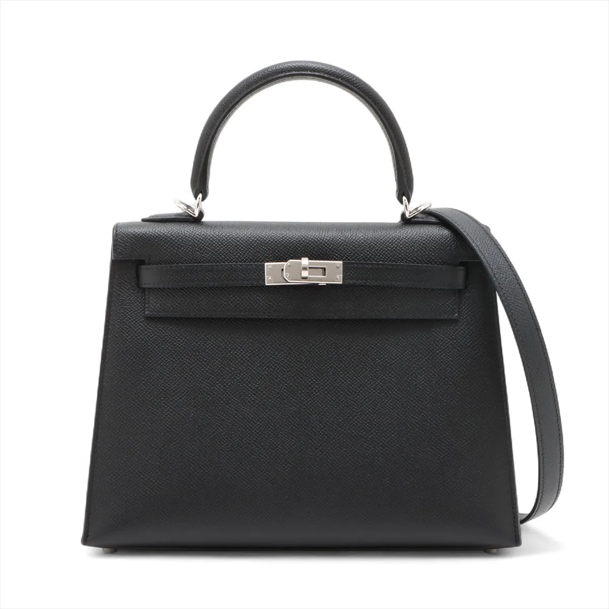 Hermès Kelly 25 Serie Veau Epsom Black Silver Metal Fittings