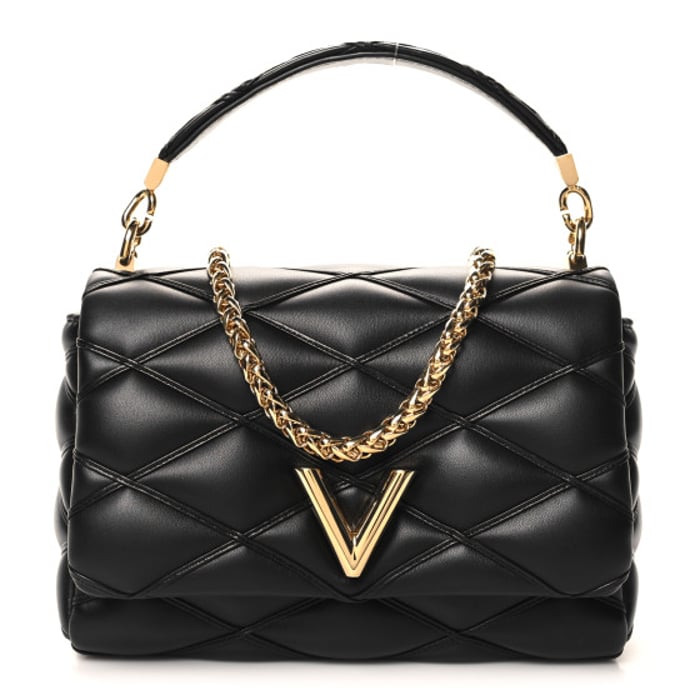 Louis Vuitton Lambskin Malletage Top Handle GO-14 MM Black