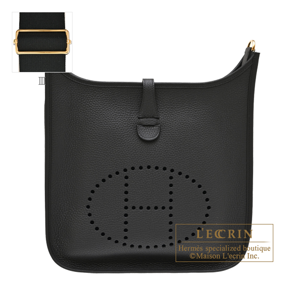 Hermes Evelyne 3 bag PM Black Clemence leather Gold hardware
