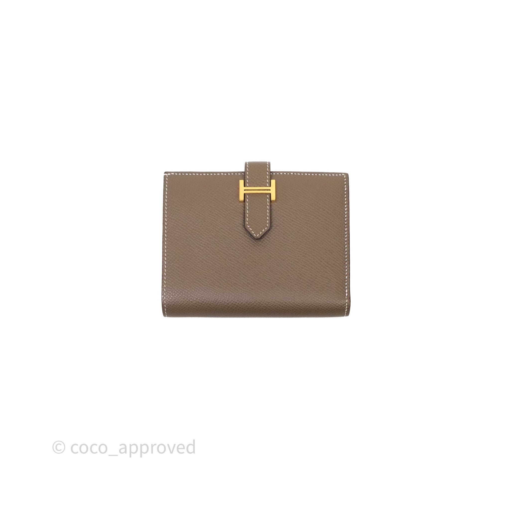 Hermès Bearn Compact Wallet Etoupe Epsom Gold Hardware