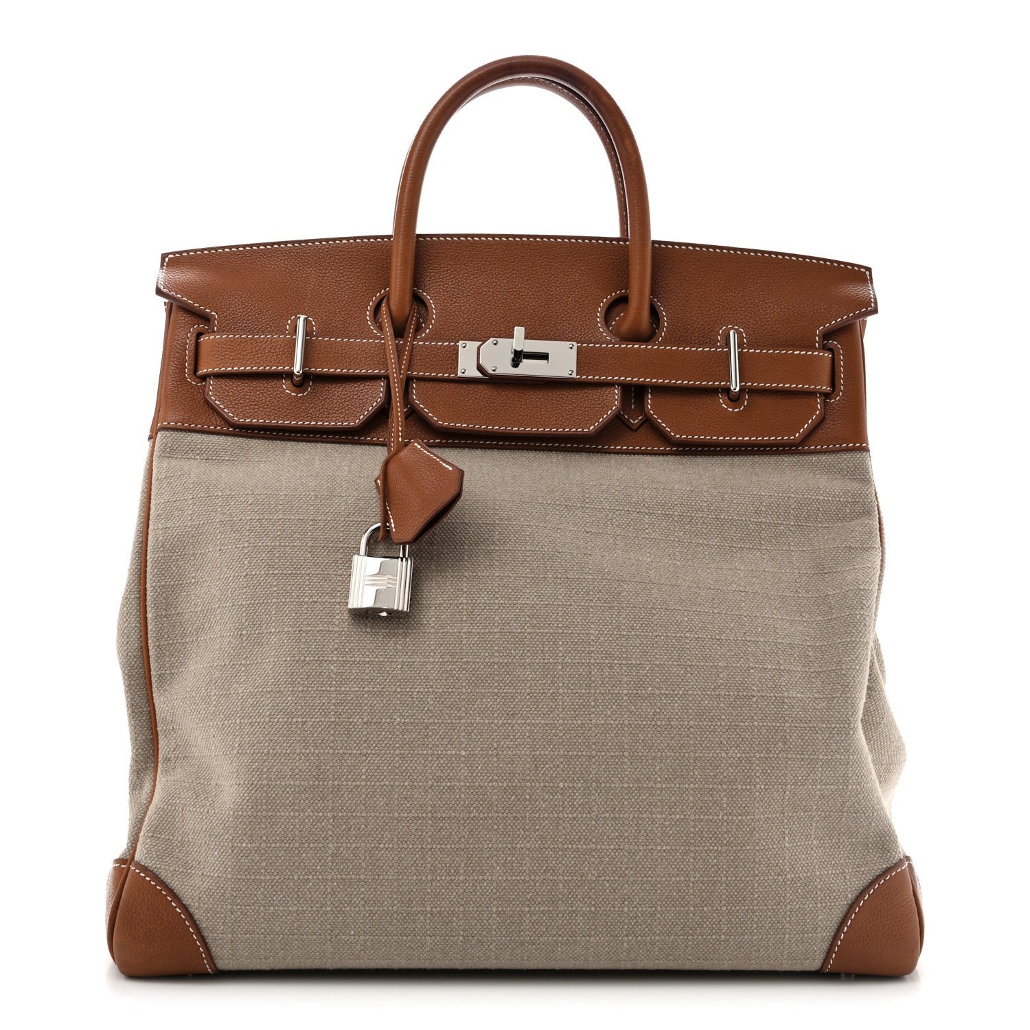 Hermes Hermes Barenia Toile Maxi Bivouac HAC Birkin 40 Ficelle Fauve