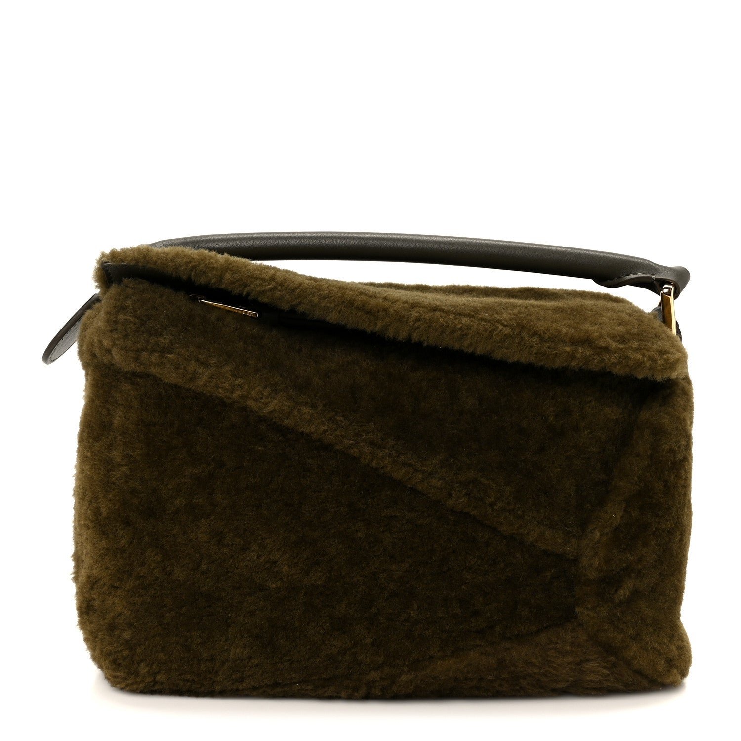 Loewe Loewe Shearling Small Puzzle Edge Bag Dark Khaki