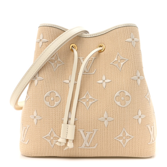 Louis Vuitton Cotton Monogram Embroidered Neonoe MM Beige White