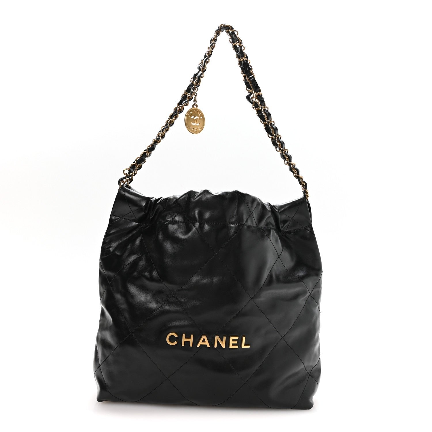 Chanel Shiny Calfskin Quilted Small Chanel 22 Black
