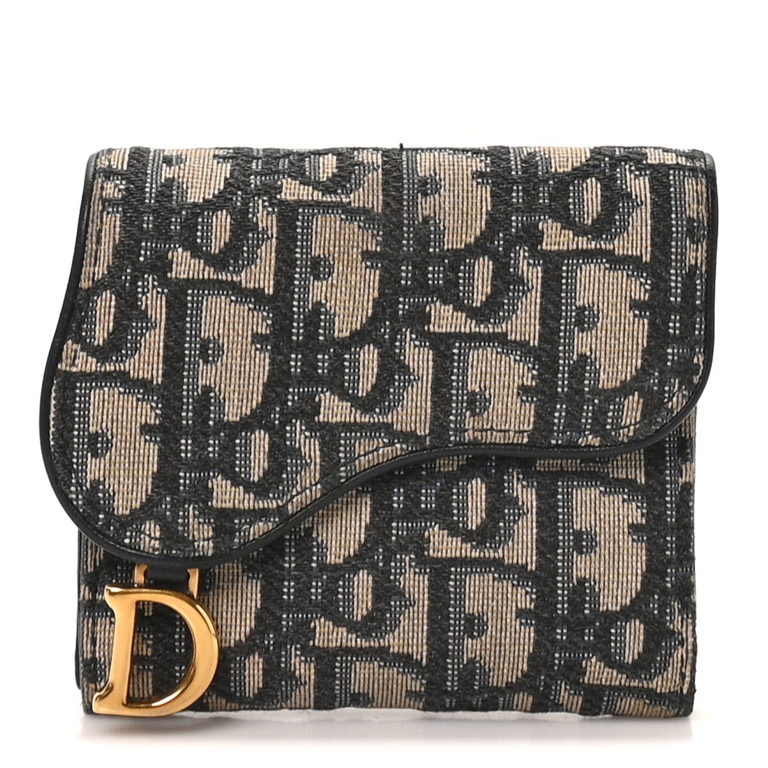 Christian Dior Oblique Saddle Lotus Wallet Blue
