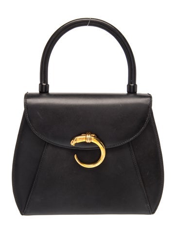 Leather Panthère top handle bag