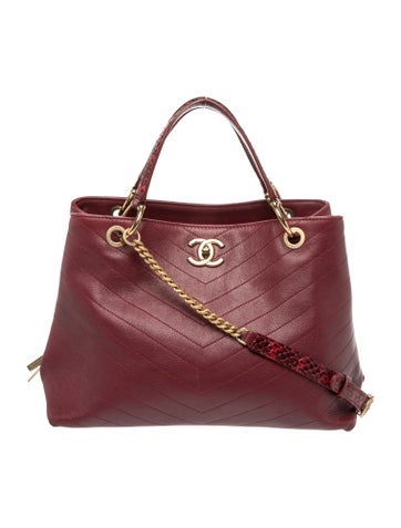 Large Python-Trim Chevron Chic Shopping Bag