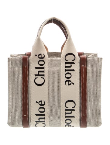 Chloe Canvas WOODY TOTE BAG Small
