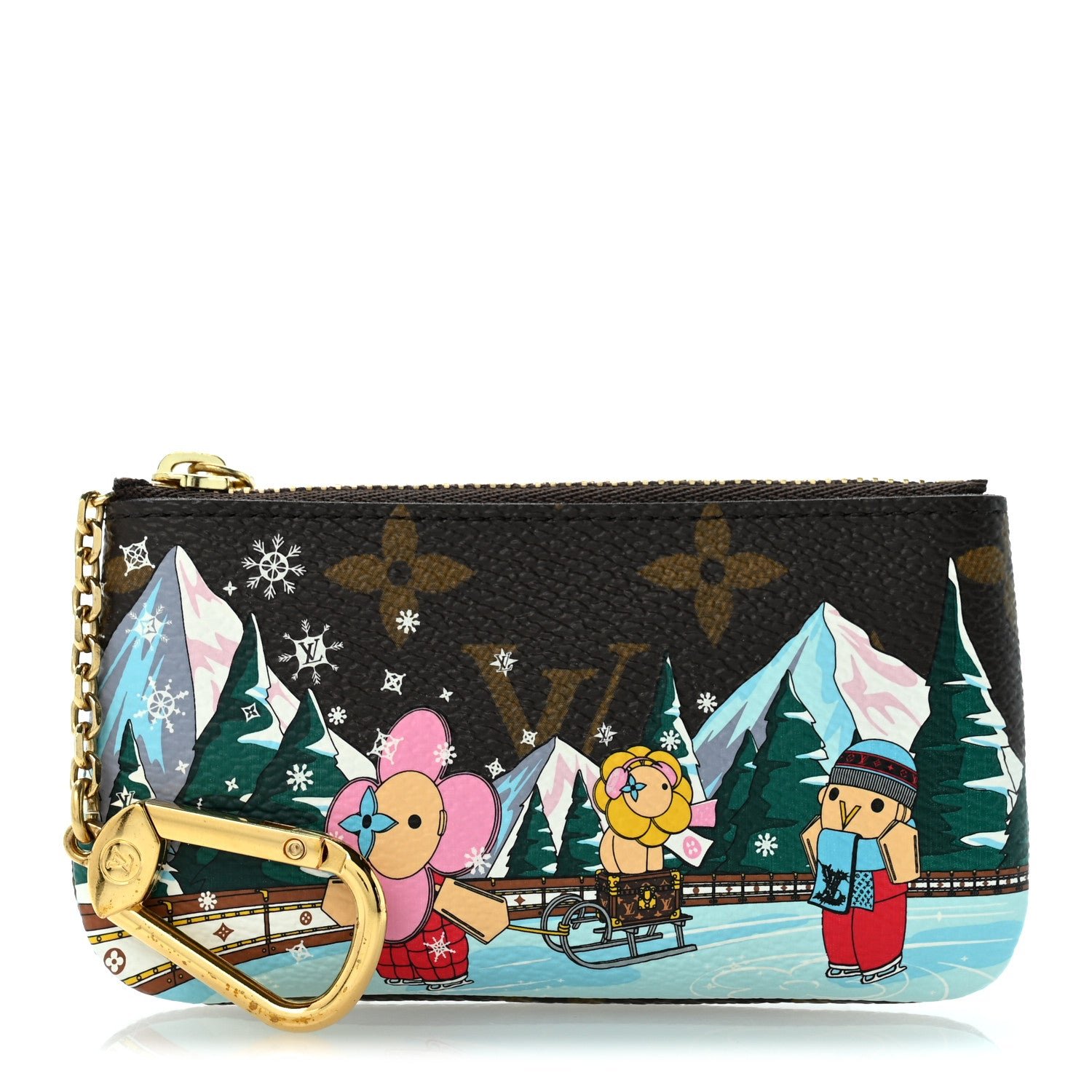 Louis Vuitton Monogram 2023 Christmas Animation Alpine Key Pouch Pink