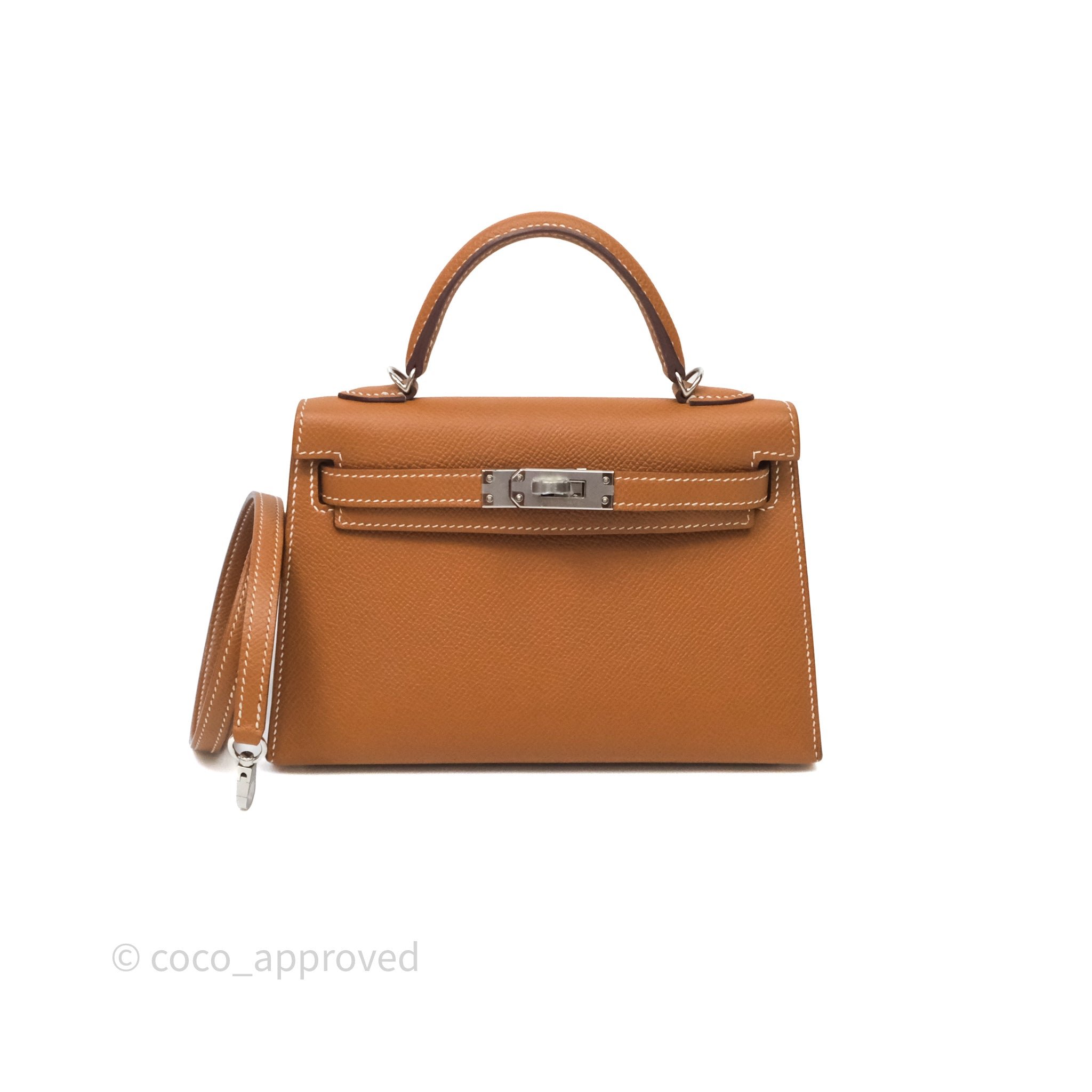 Hermès Mini Kelly Gold Epsom Leather Palladium Hardware