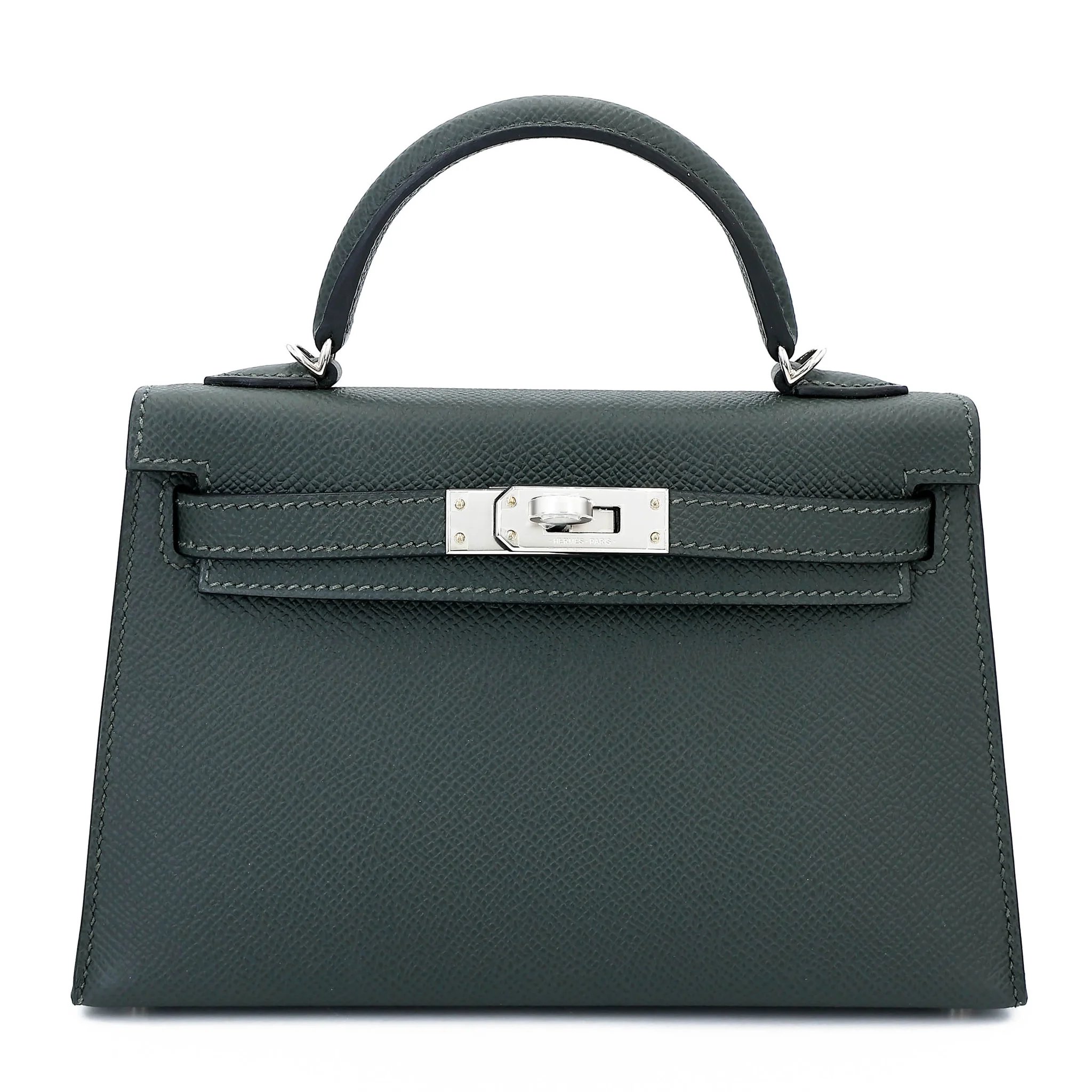 Unused ( Rank NS ) HERMÈS Mini Kelly II Vert Fonce (67) Epsom Palladium hardware K (2025)