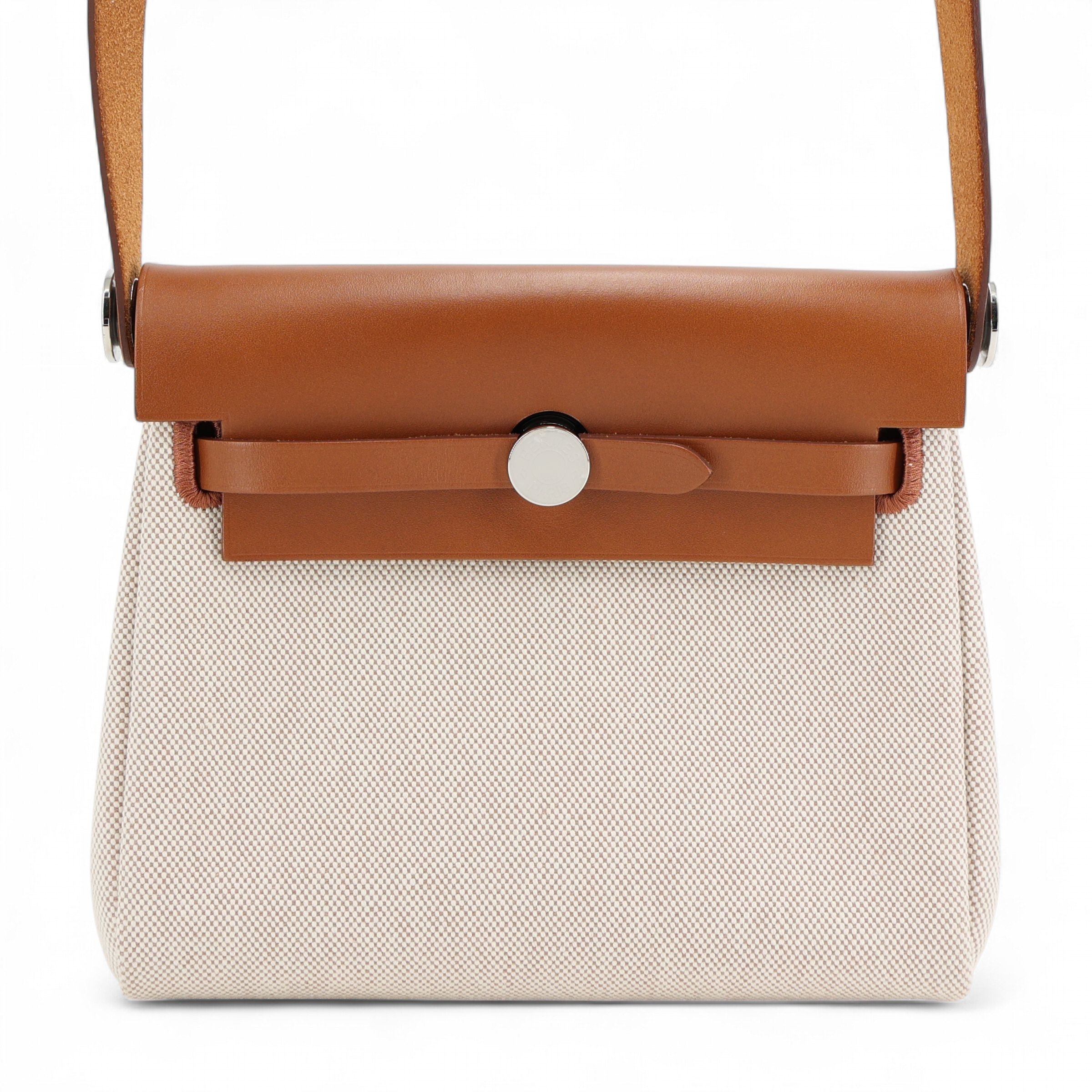 Hermes Unused ( Rank NS ) HERMÈS Herbag Zip Mini 20 Fauve (34) Canvas Vache Hunter Palladium hardware W (2024)
