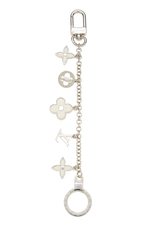 White & SIlver Chaine Fleur d'Epi Bag Charm