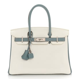 Hermes Togo Horseshoe Birkin 30 White Ciel