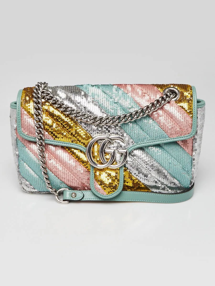 Gucci Multicolor Sequin Marmont Small Flap Bag