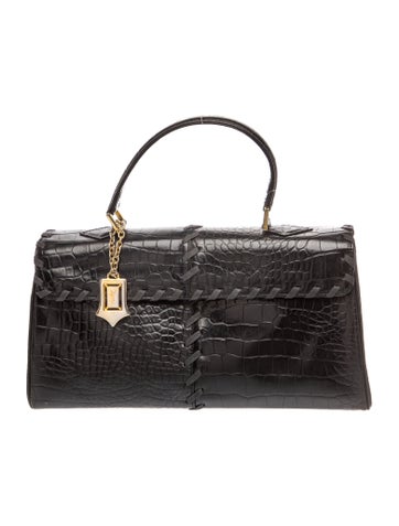 Embossed Leather Top Handle Bag