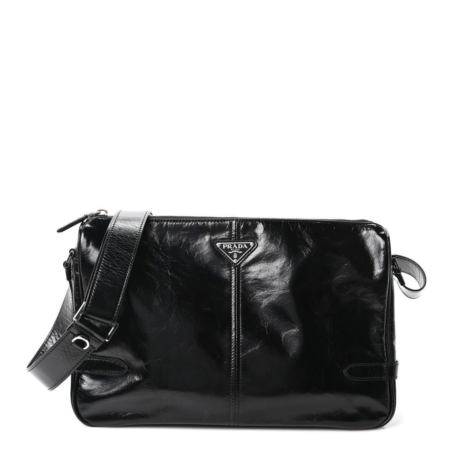 Prada Vitello Shine Shoulder Bag Black