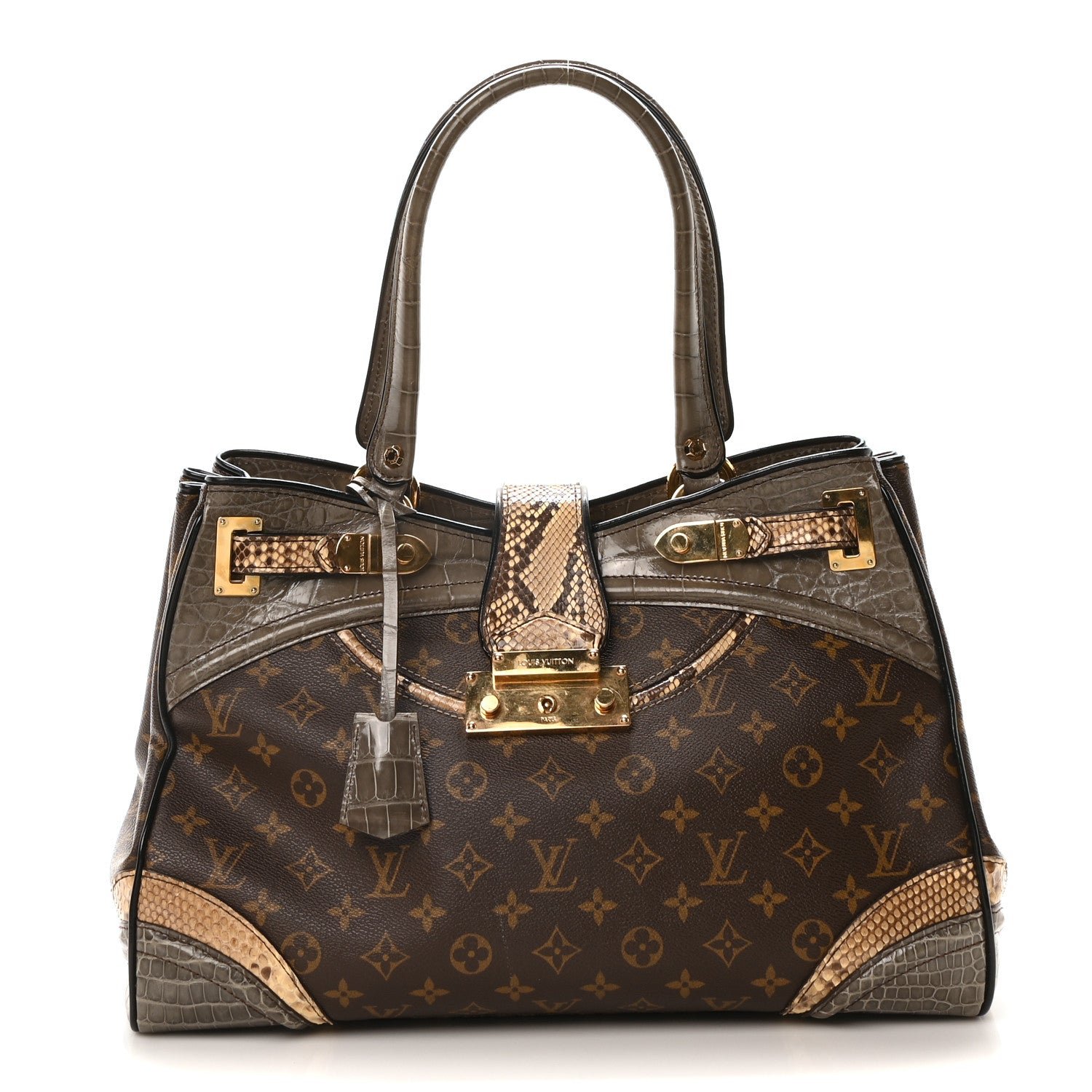 Louis Vuitton Louis Vuitton Monogram Snakeskin Alligator Monogramissime Exotic Shopper GM Gris