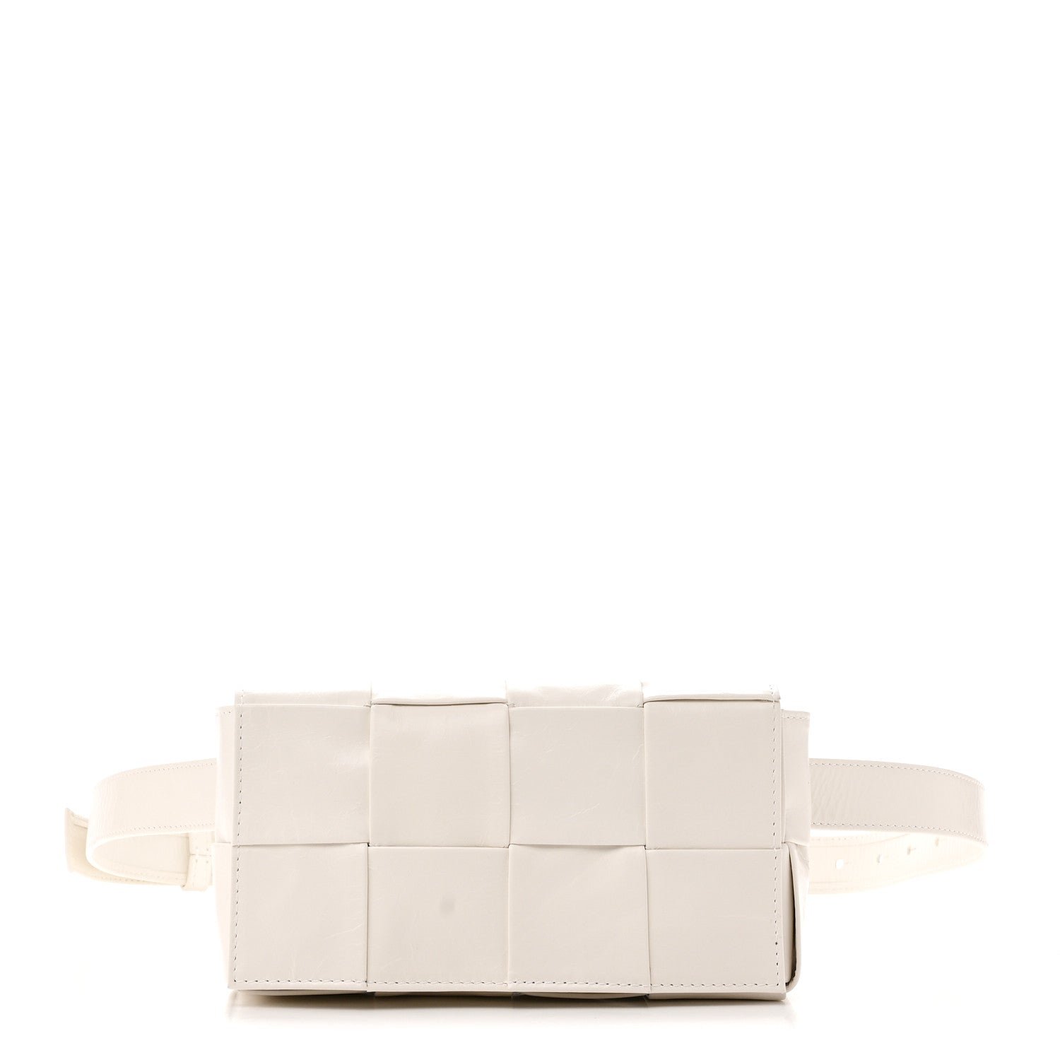 Bottega Veneta Paper Calfskin Intrecciato Cassette Belt Bag White