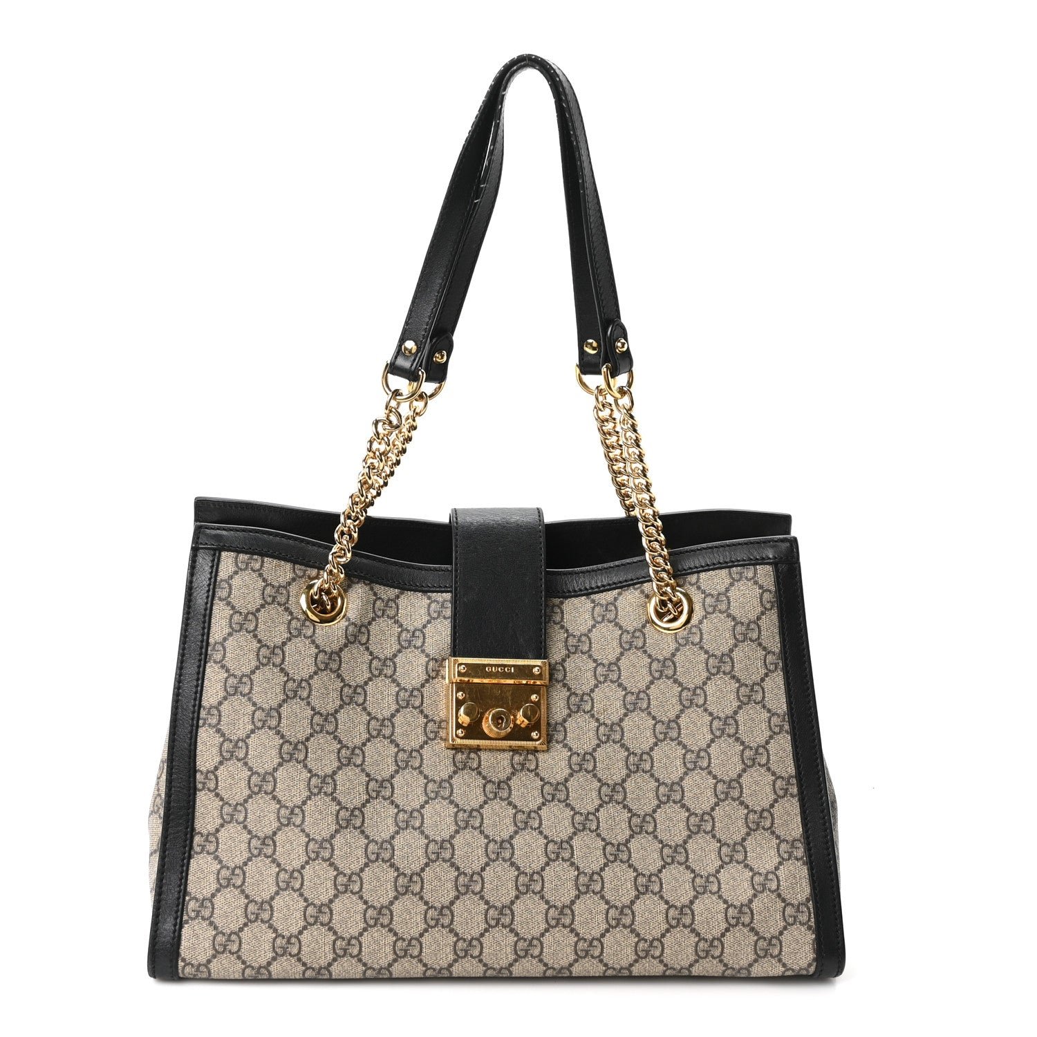 Gucci GG Supreme Monogram Medium Padlock Tote Black