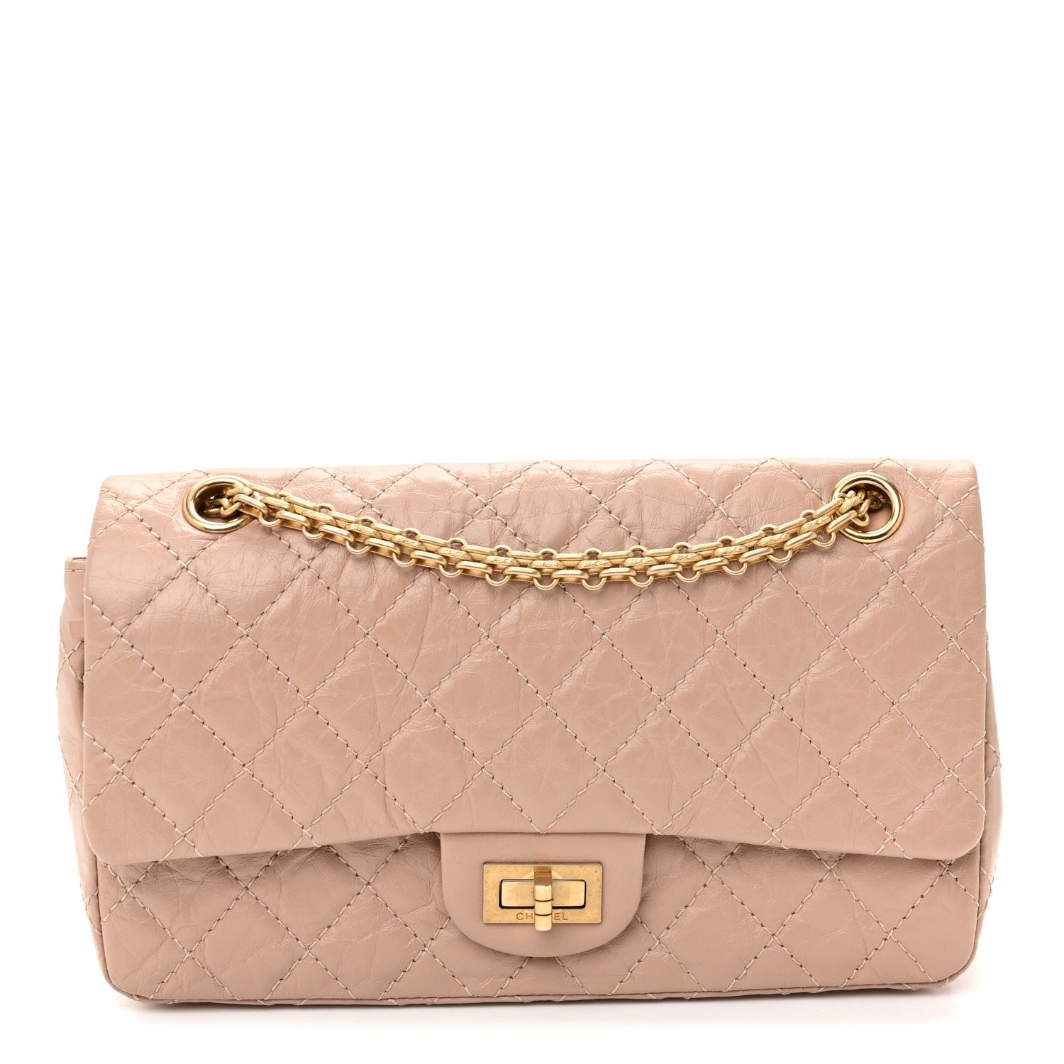 Chanel Aged Calfskin Quilted 2.55 Reissue 225 Flap Light Beige