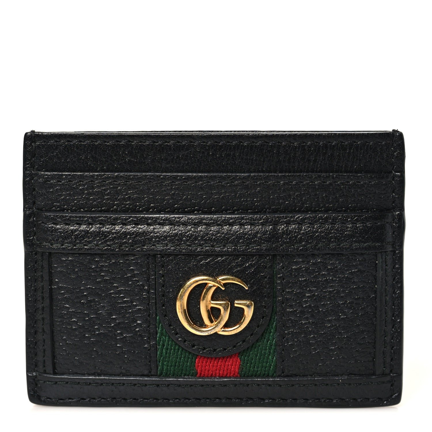 Gucci Calfskin Web GG Ophidia Card Holder Black