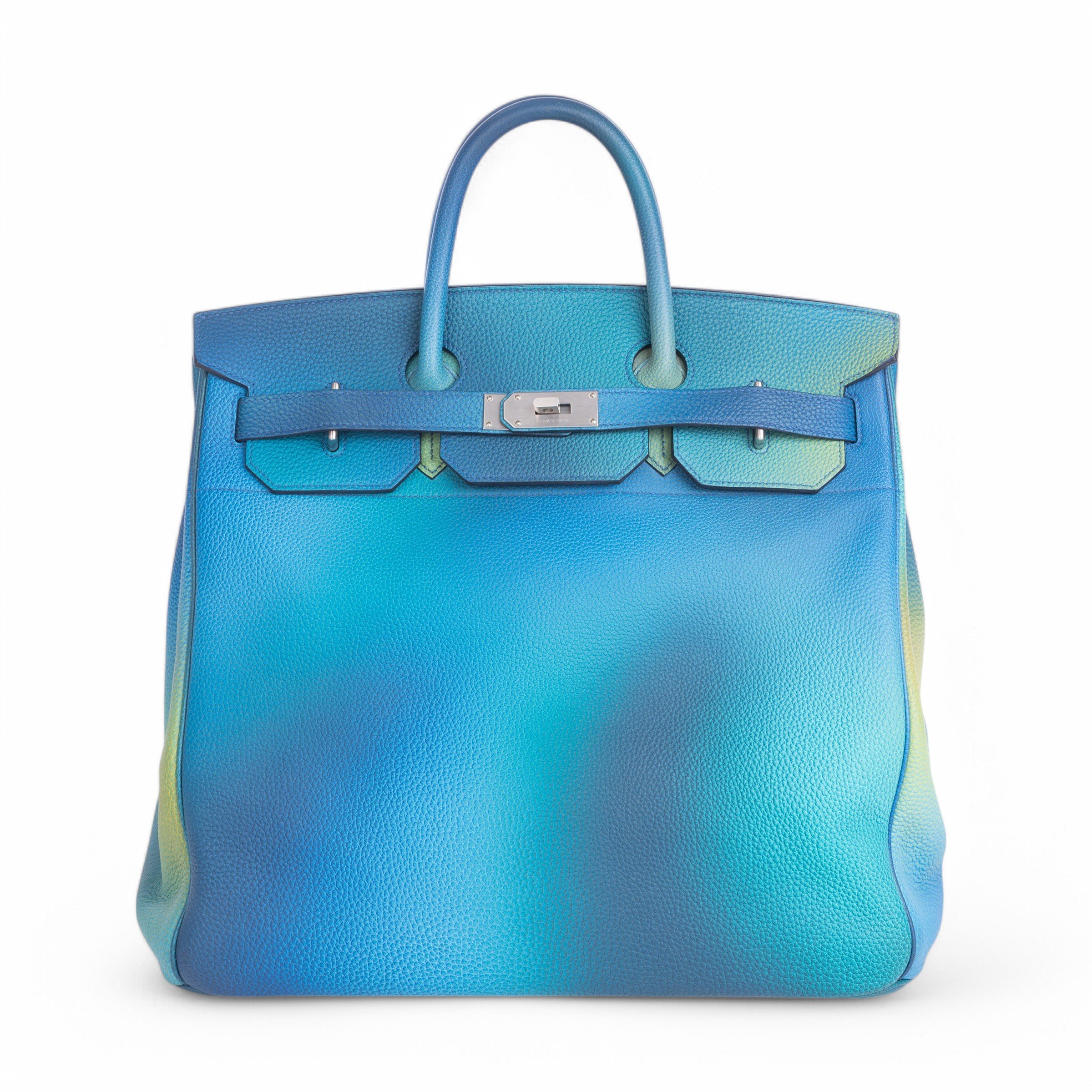 Hermes Very Good ( Rank A) HERMÈS Haut à Courroies HAC 40 Cosmos Jaune de Naples (9O) Bleu Nuit (2Z) Togo Brushed Palladium D (2019)