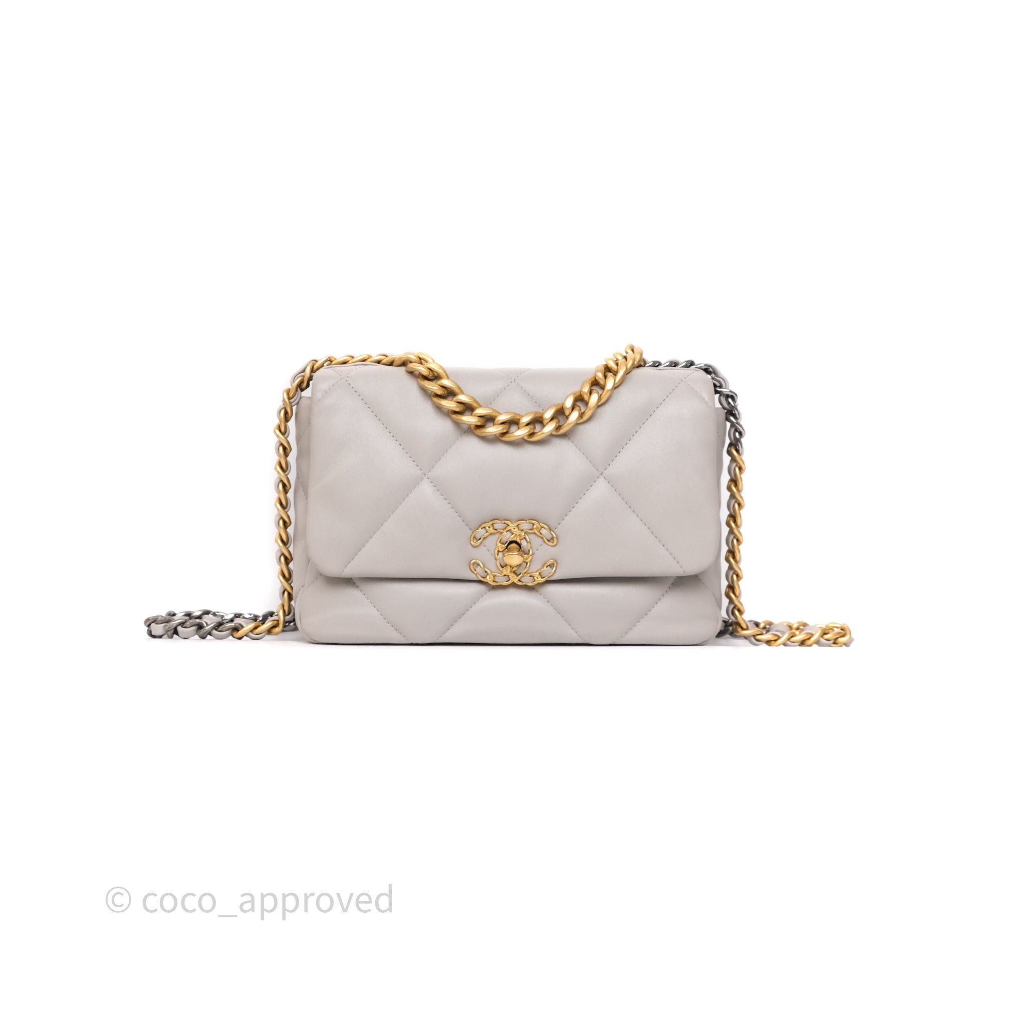 Chanel 19 Small Light Grey Lambskin Mixed Hardware