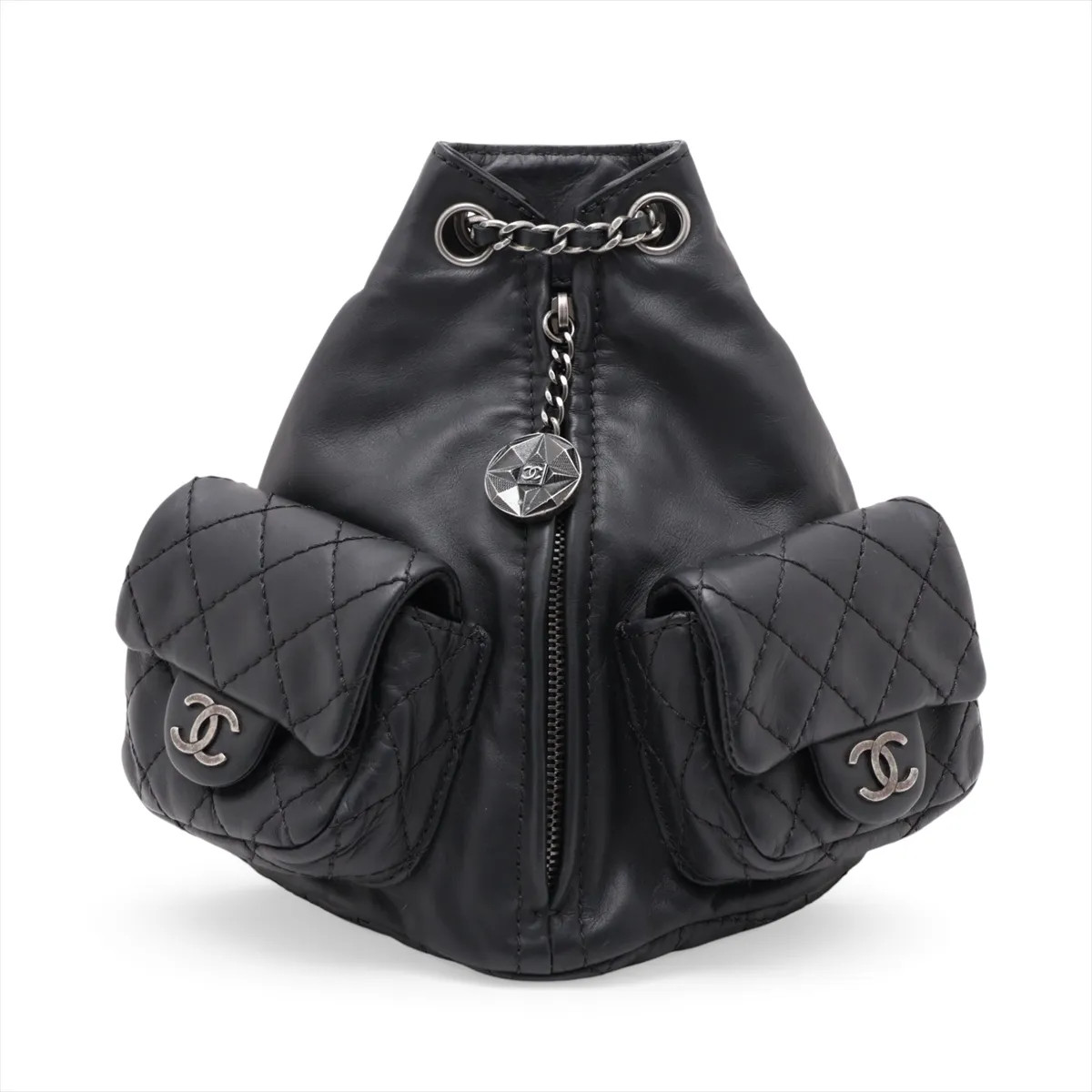 Chanel Matelasse Lambskin Chain Backpack Black Gunmetal Fittings 17XXXXXX A65835