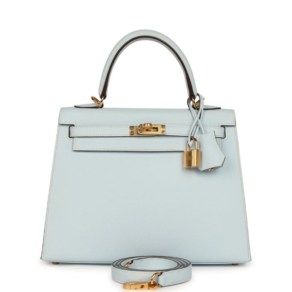 Hermes Hermes Kelly Sellier 25 Bleu Brume Epsom Gold Hardware