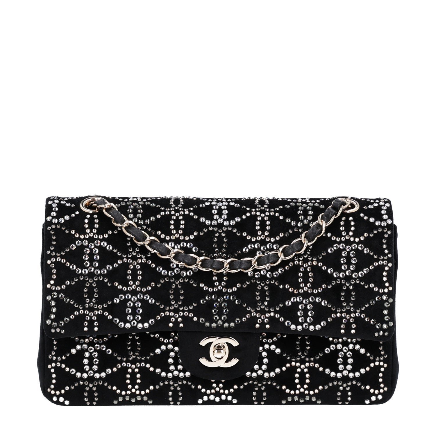 Chanel Velvet Crystal Medium Double Flap Black