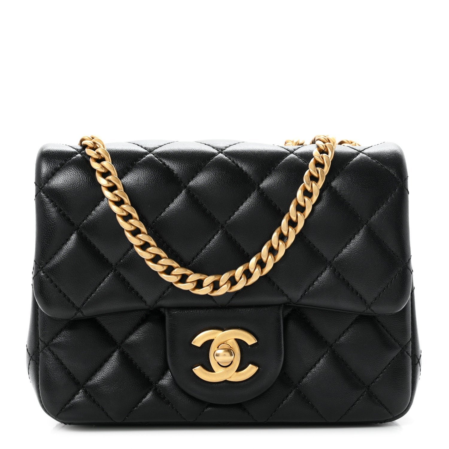 Chanel Lambskin Quilted Mini Sweet Camellia Flap Black