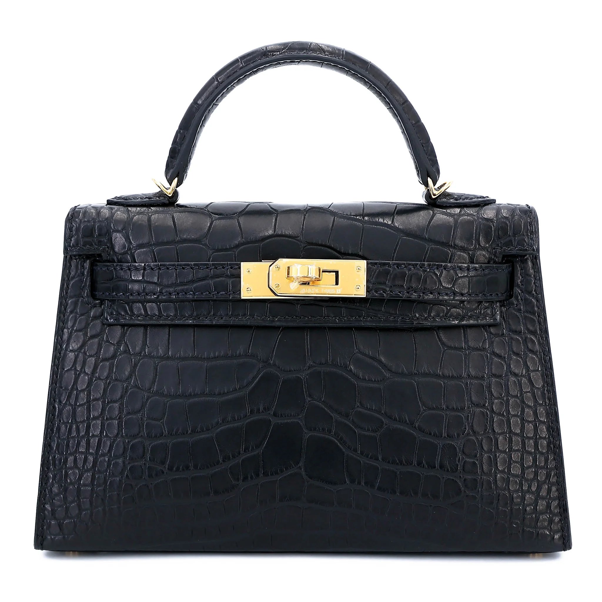 Brand New ( Rank N ) HERMÈS Mini Kelly II Noir (89) Matte Alligator Gold hardware G (2026)