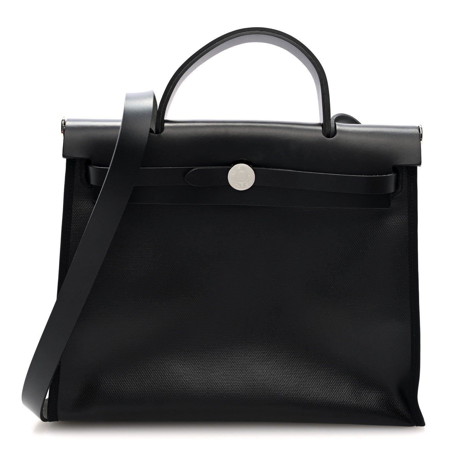 Hermes Toile H Berline Vache Hunter Herbag Zip PM 31 Black Ecru