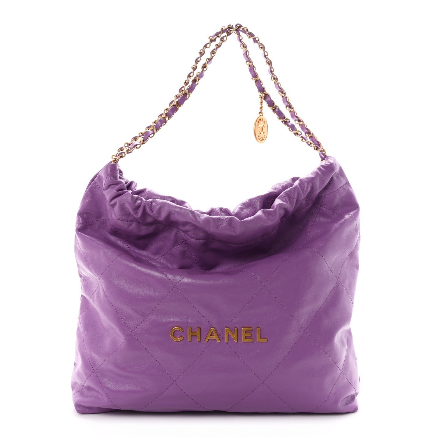 Chanel Shiny Calfskin Quilted Chanel 22 Purple