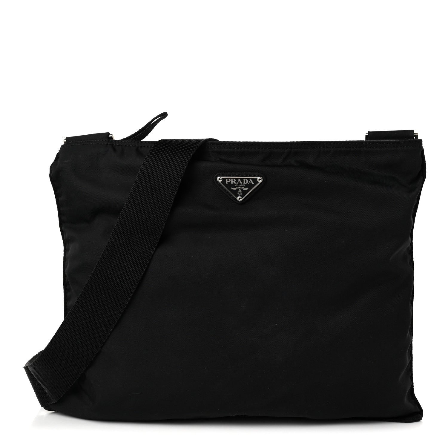 Prada Prada Nylon Vela Flat Messenger Bag Black