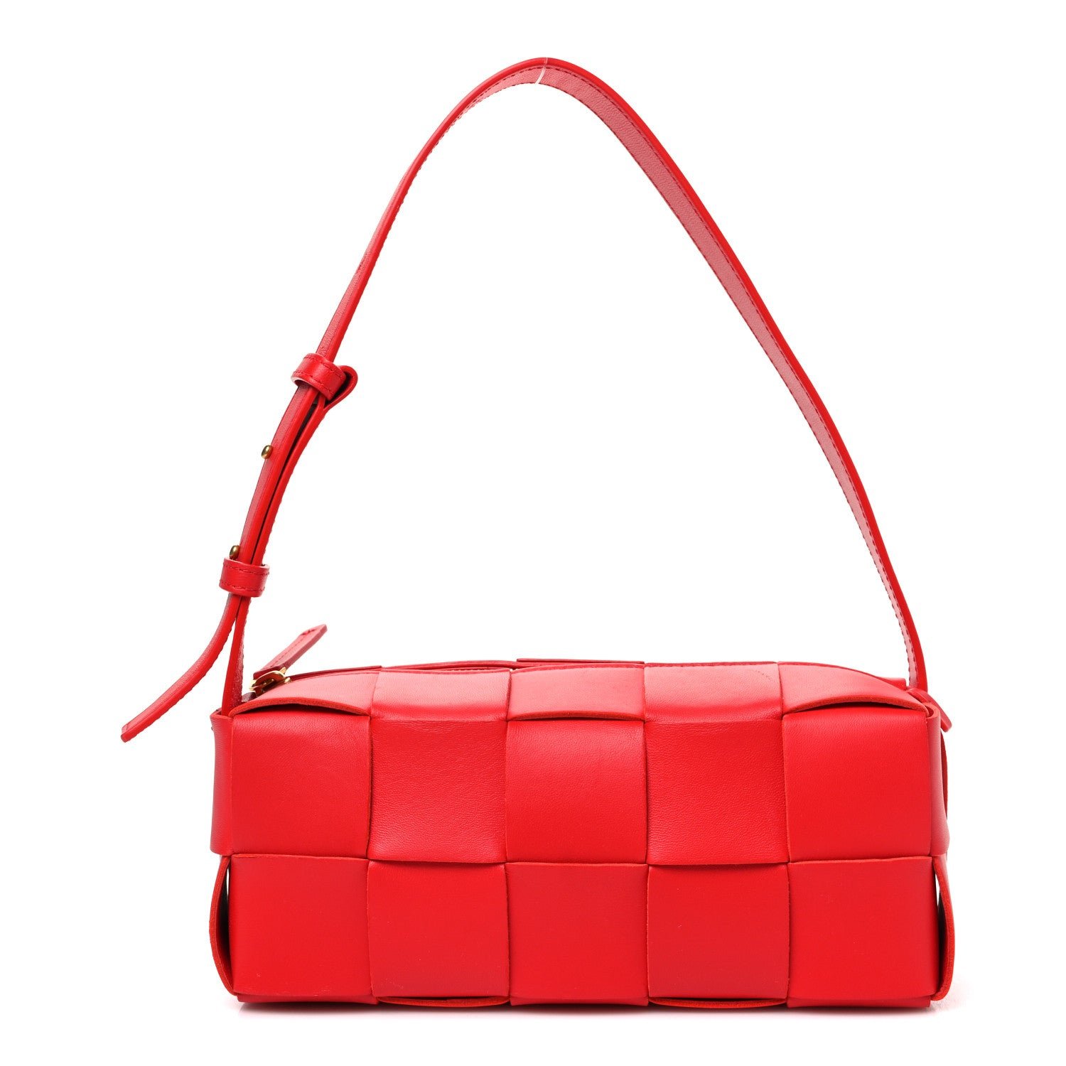 Bottega Veneta Bottega Veneta Lambskin Maxi Intrecciato Small Brick Cassette Bag Redstone