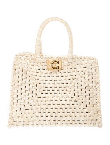 Ferragamo Straw Top Handle Bag