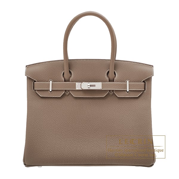 Hermes Birkin bag 30 Etoupe grey Togo leather Silver hardware