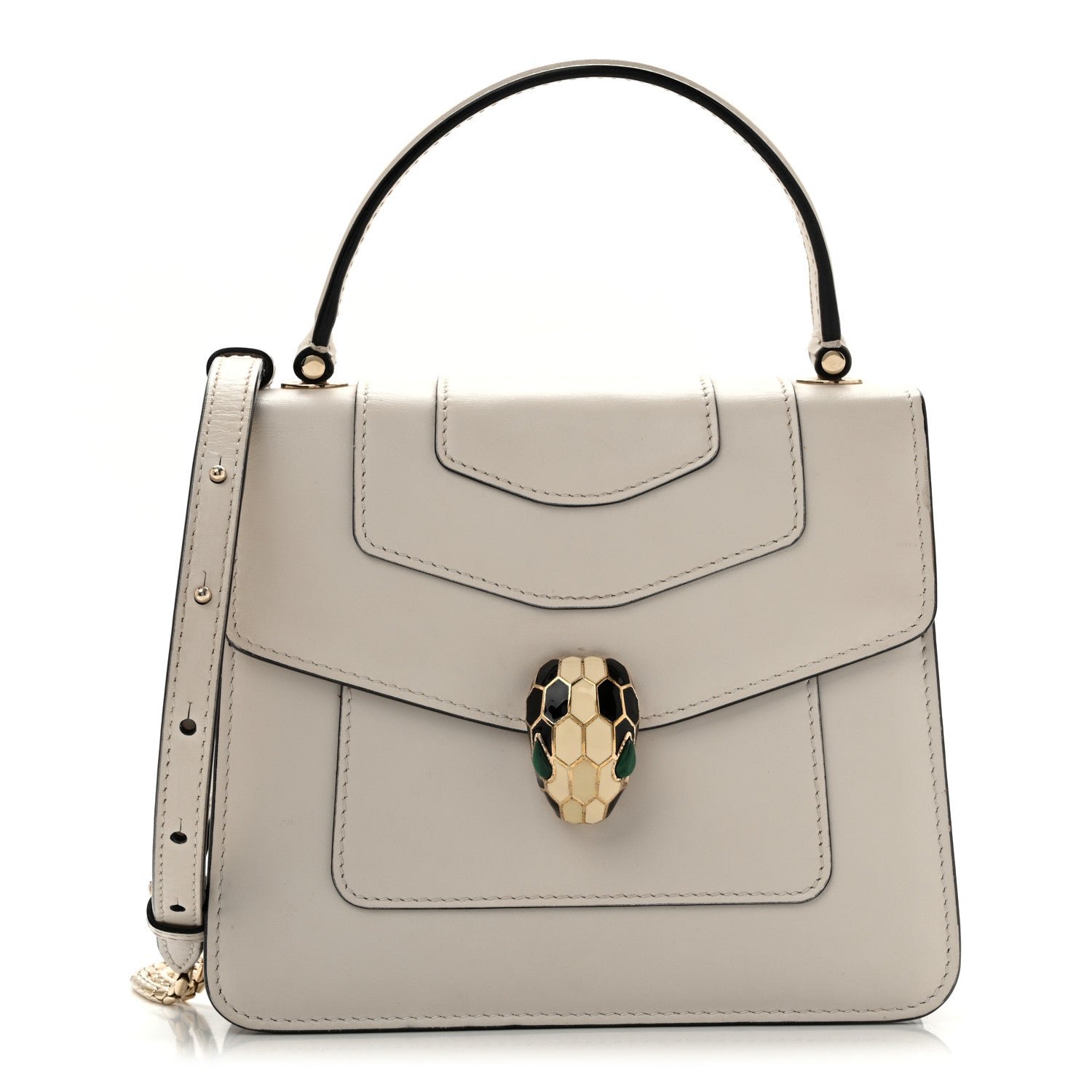 Bulgari Calfskin Serpenti Forever Top Handle White