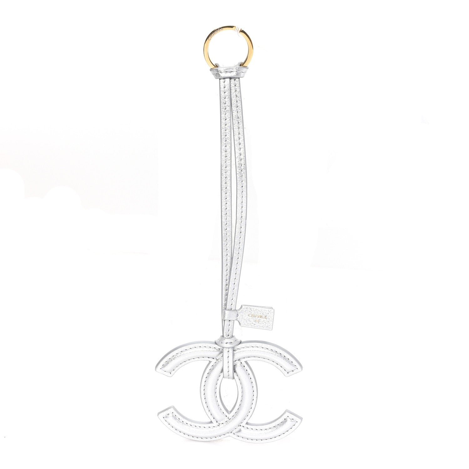 Chanel Metallic Lambskin Mini CC Bag Charm Silvery