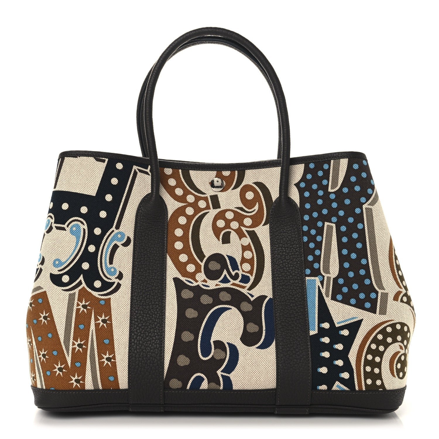 Hermes Toile Negonda H Plume Garden Party 36 MM Tote Bleu Ecru Ebene