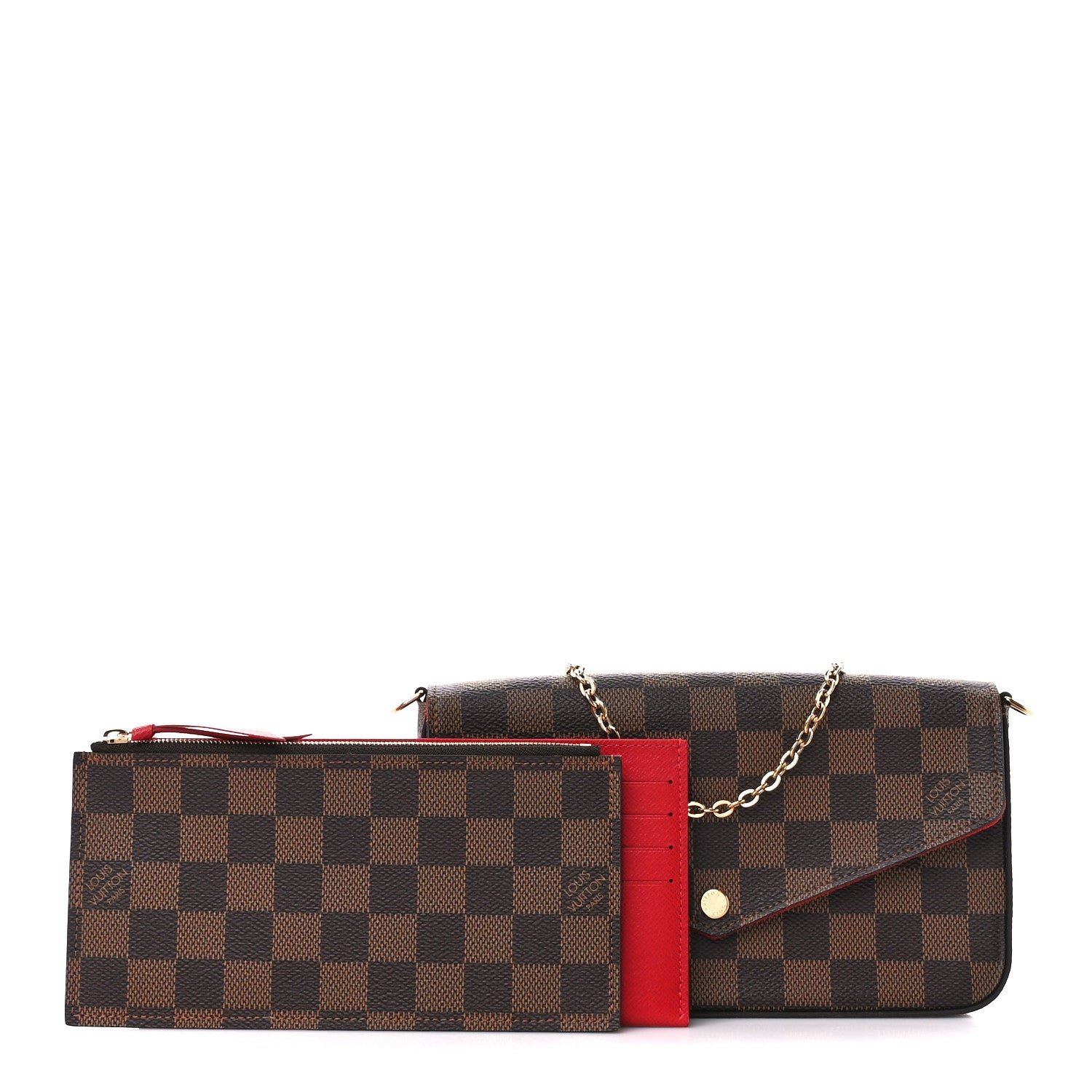 Louis Vuitton Damier Ebene Pochette Felicie Chain Wallet