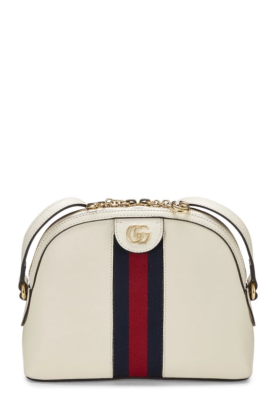 White Leather Ophidia Dome Shoulder Bag Small