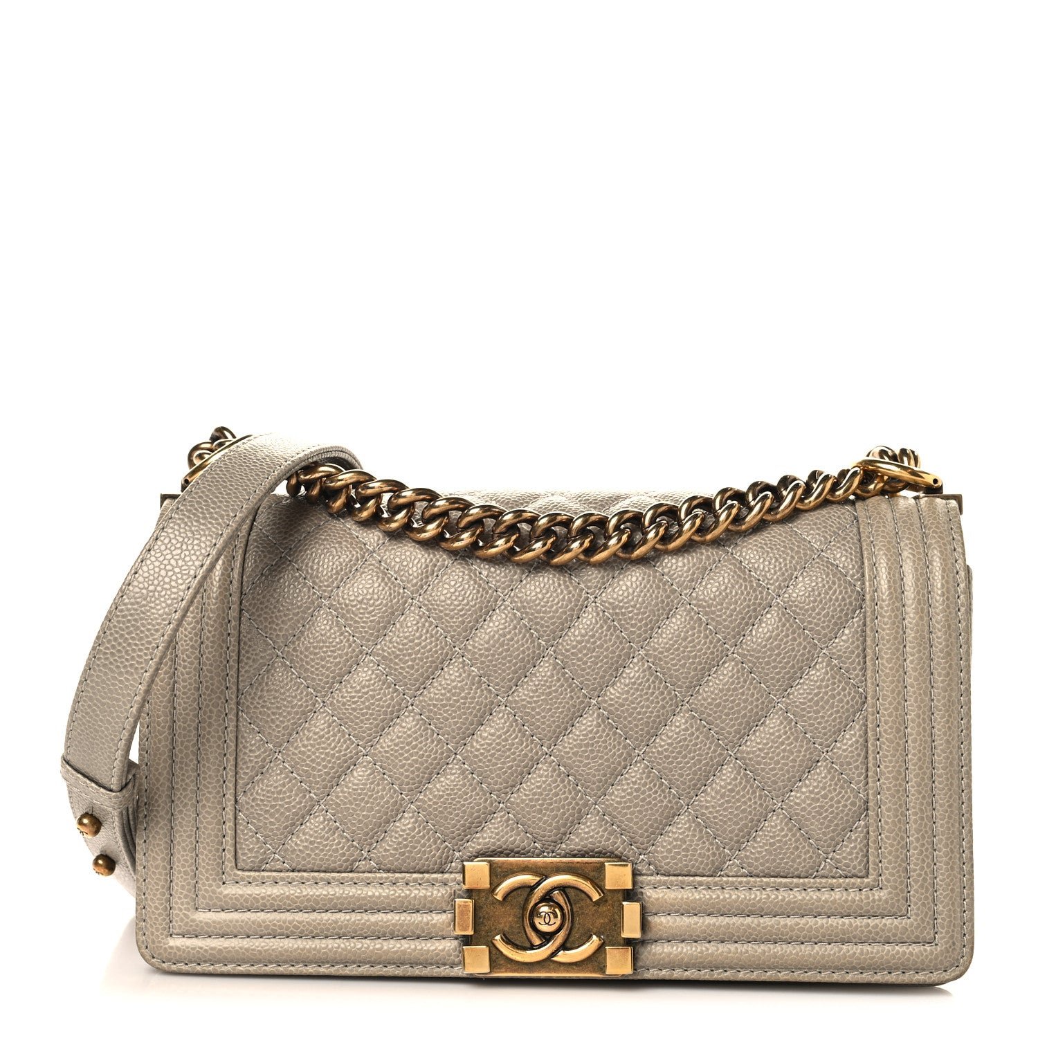 Chanel Caviar Quilted Medium Boy Flap Grey
