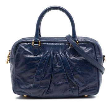 Calf Leather Vitello Lux Pleated Satchel