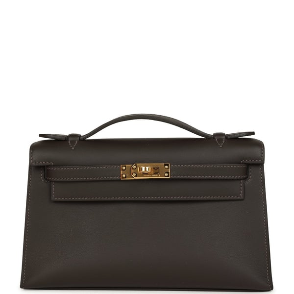 Hermes Hermes Kelly Pochette Bai-Brun Swift Gold Hardware