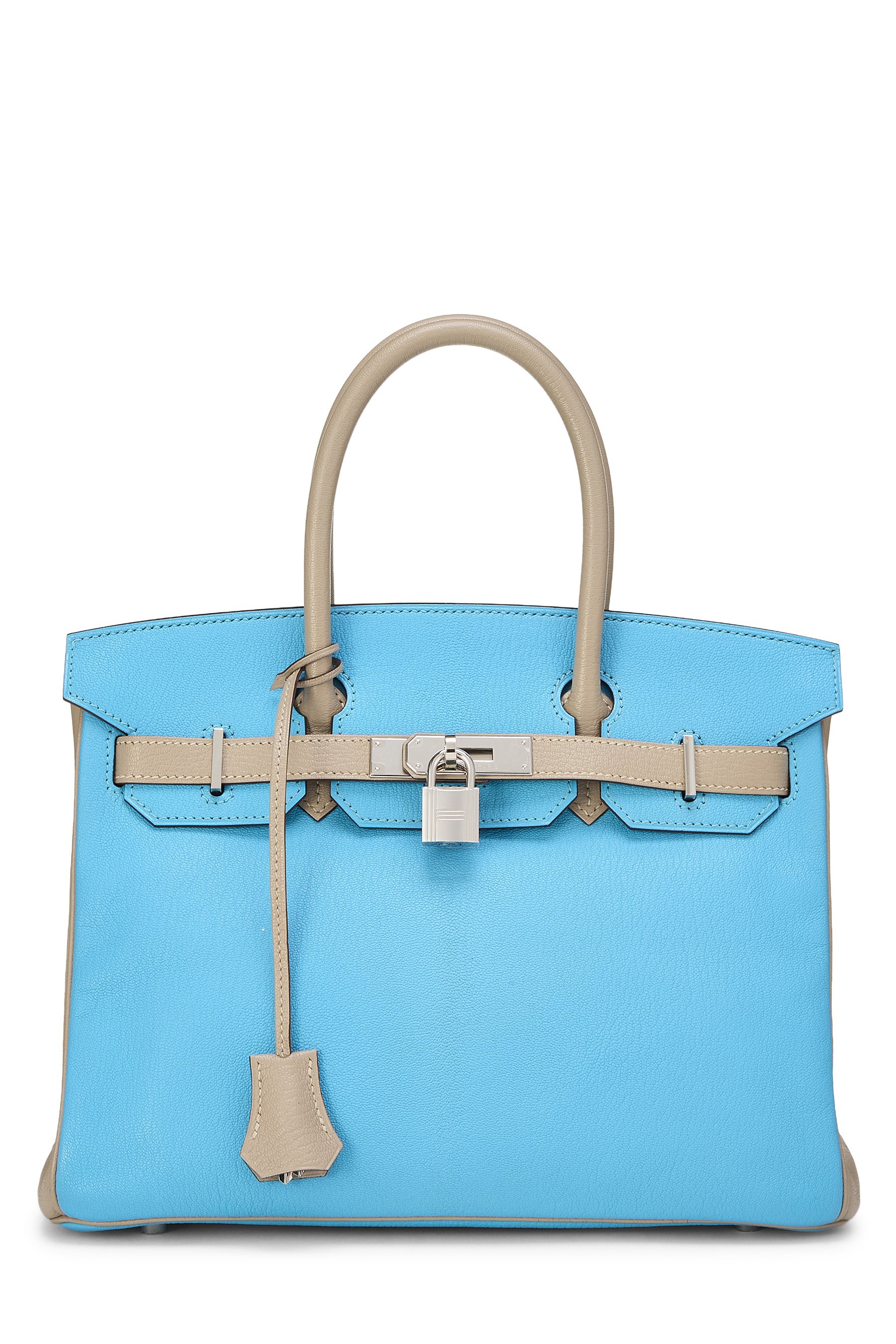 Hermes Blue Aztec & Gris Tourterelle Chevre Horseshoe Birkin 30