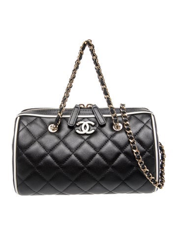 Quilted Barrel Clutch w/ Chain